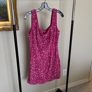 12th Tribe Fuchsia Sequin Mini Dress